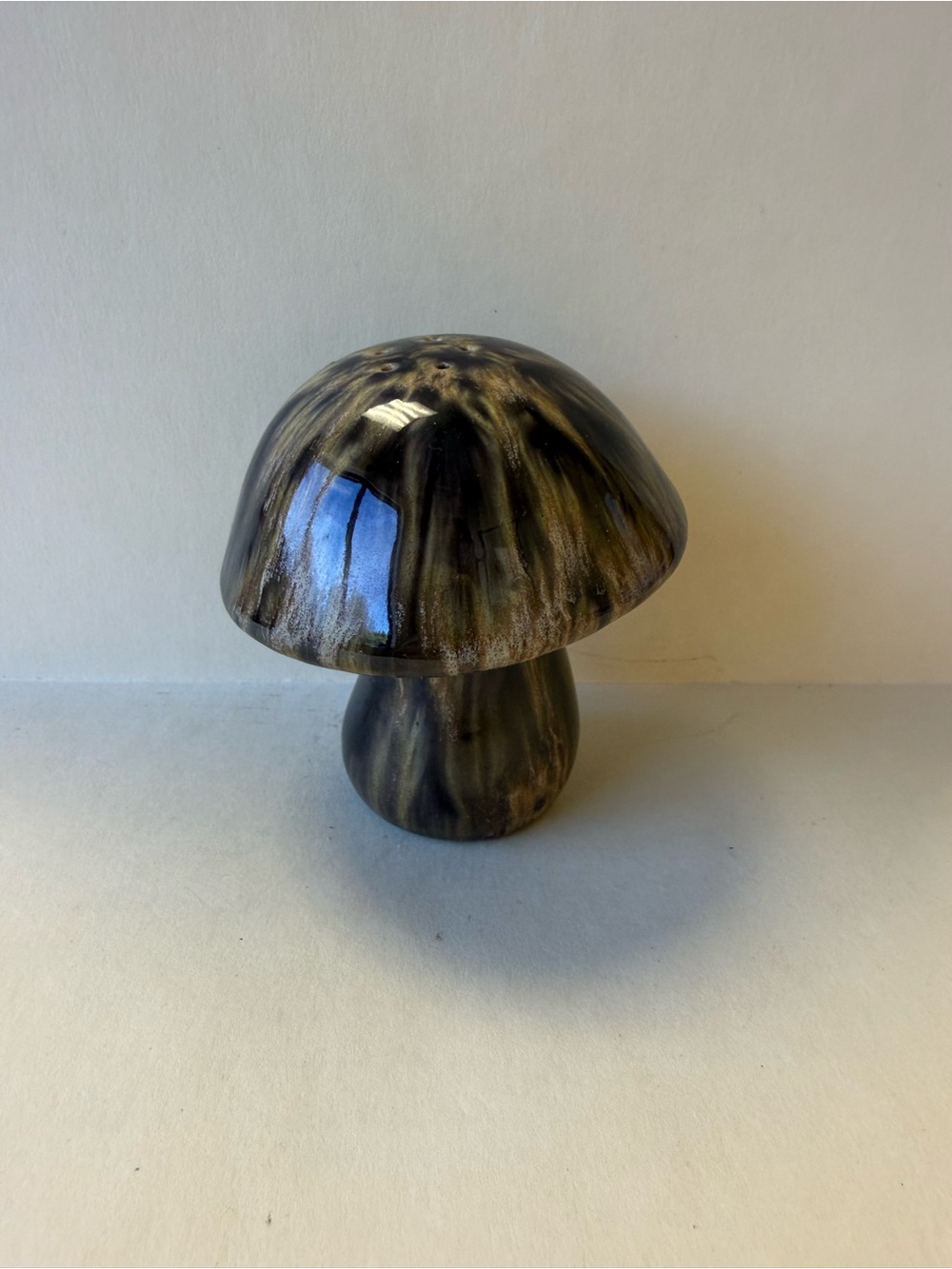Vintage 70’s Drip Glaze Ceramic Mushroom Shaker Kitchen Decor.